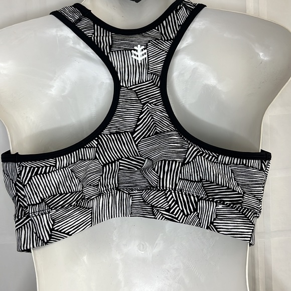 Coolibar Striped SPF 50+ Sun Protection Swim Bra Black and white medium - Picture 2 of 4